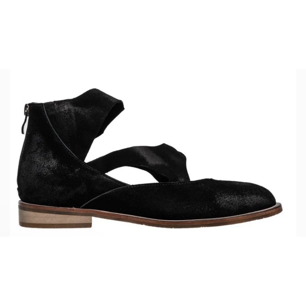 Antelope Lalana Suede Back Zip Flat Booties Mary Jane Straps Size 40 US 9-9.5